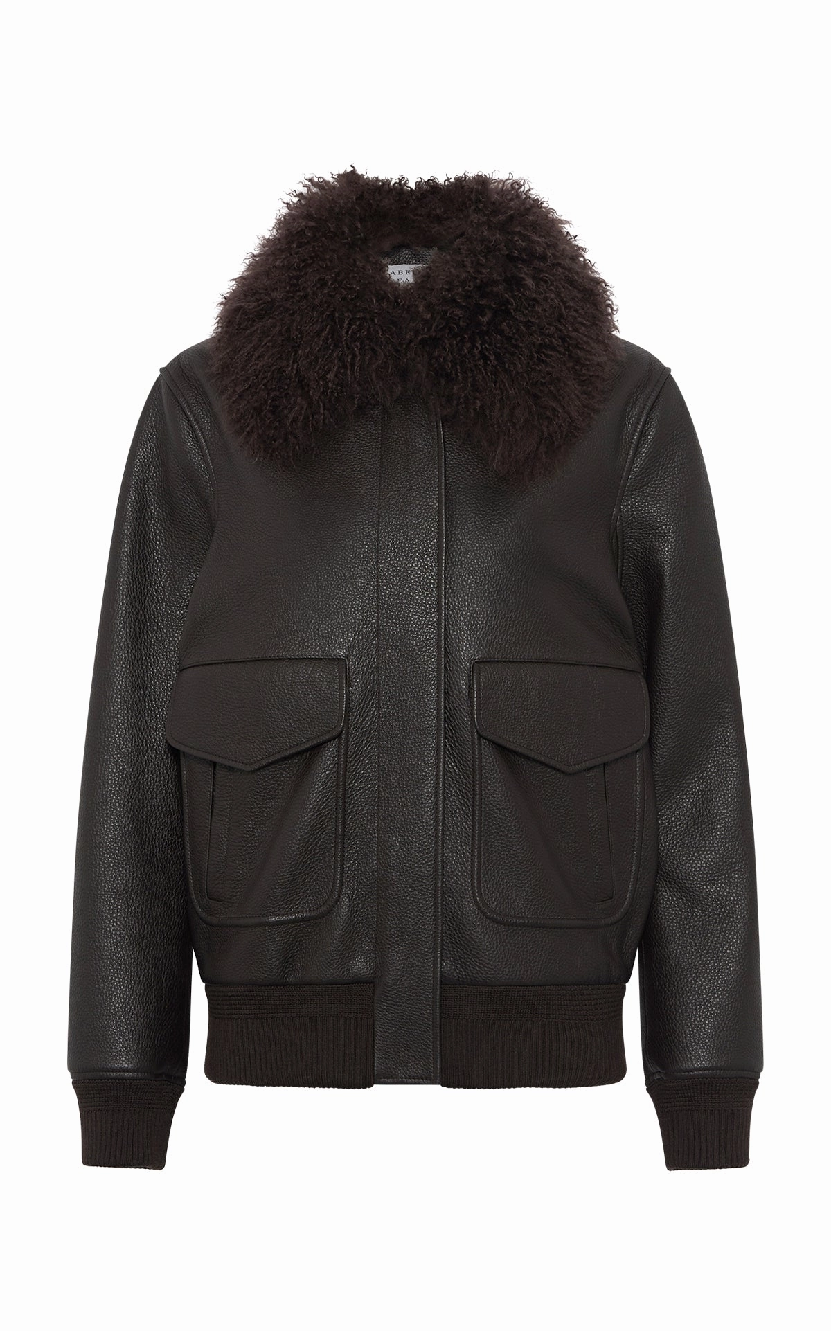 Ergonomic Drape OdorResistant Treatment Grant Jacket in Ebony Textured Leather and Shearling