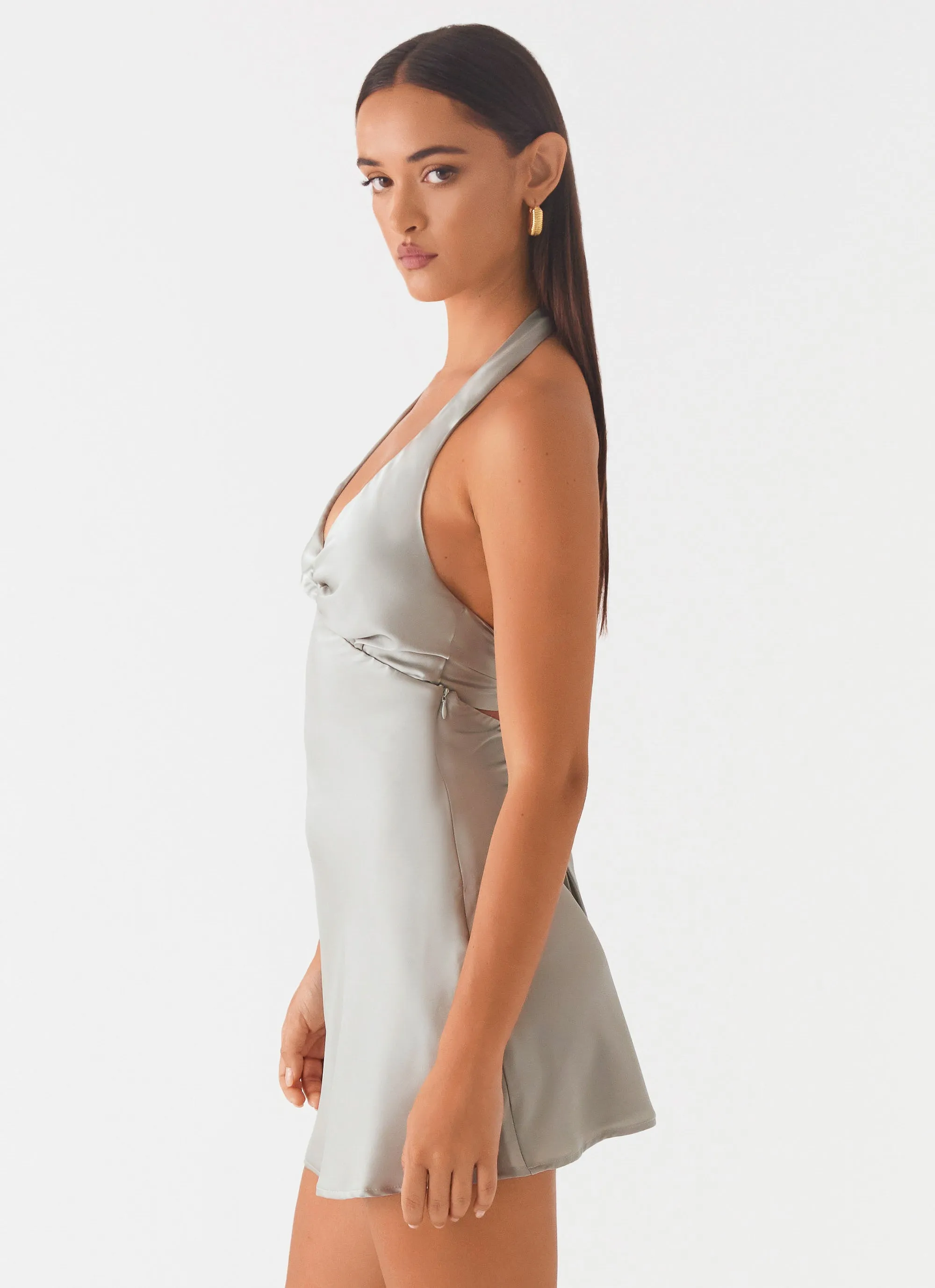 Heavy Hearted Mini Dress - Sage Bow Glow Gender Inclusive