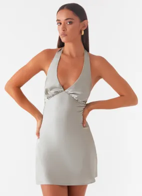 Practical work-to-play piece Heavy Hearted Mini Dress - Sage