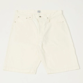 Post Overalls No.2 Five Pocket Denim Shorts - White low - rise