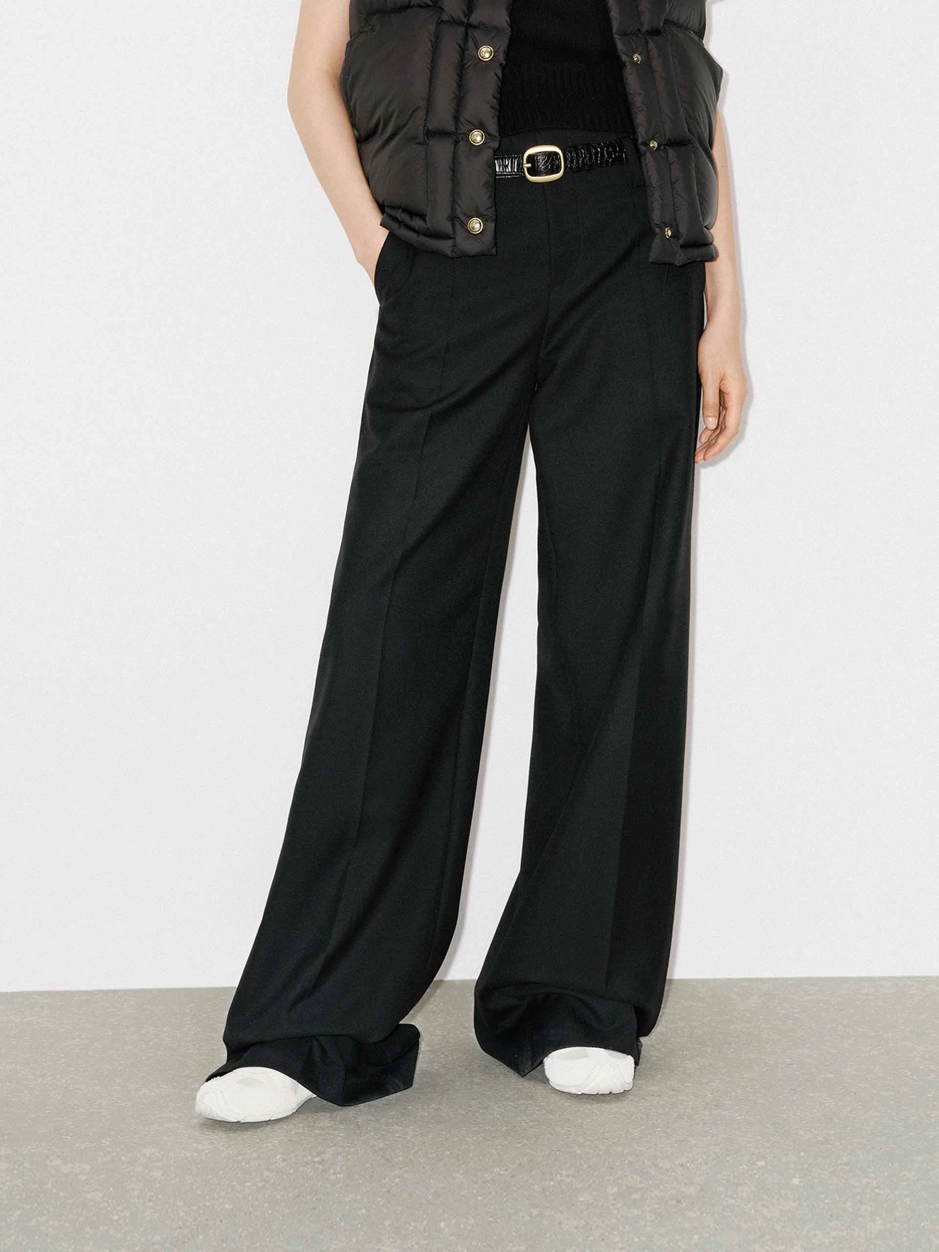 Thermal Lining NonRestrictiveFit Wool Blend Belted Pants
