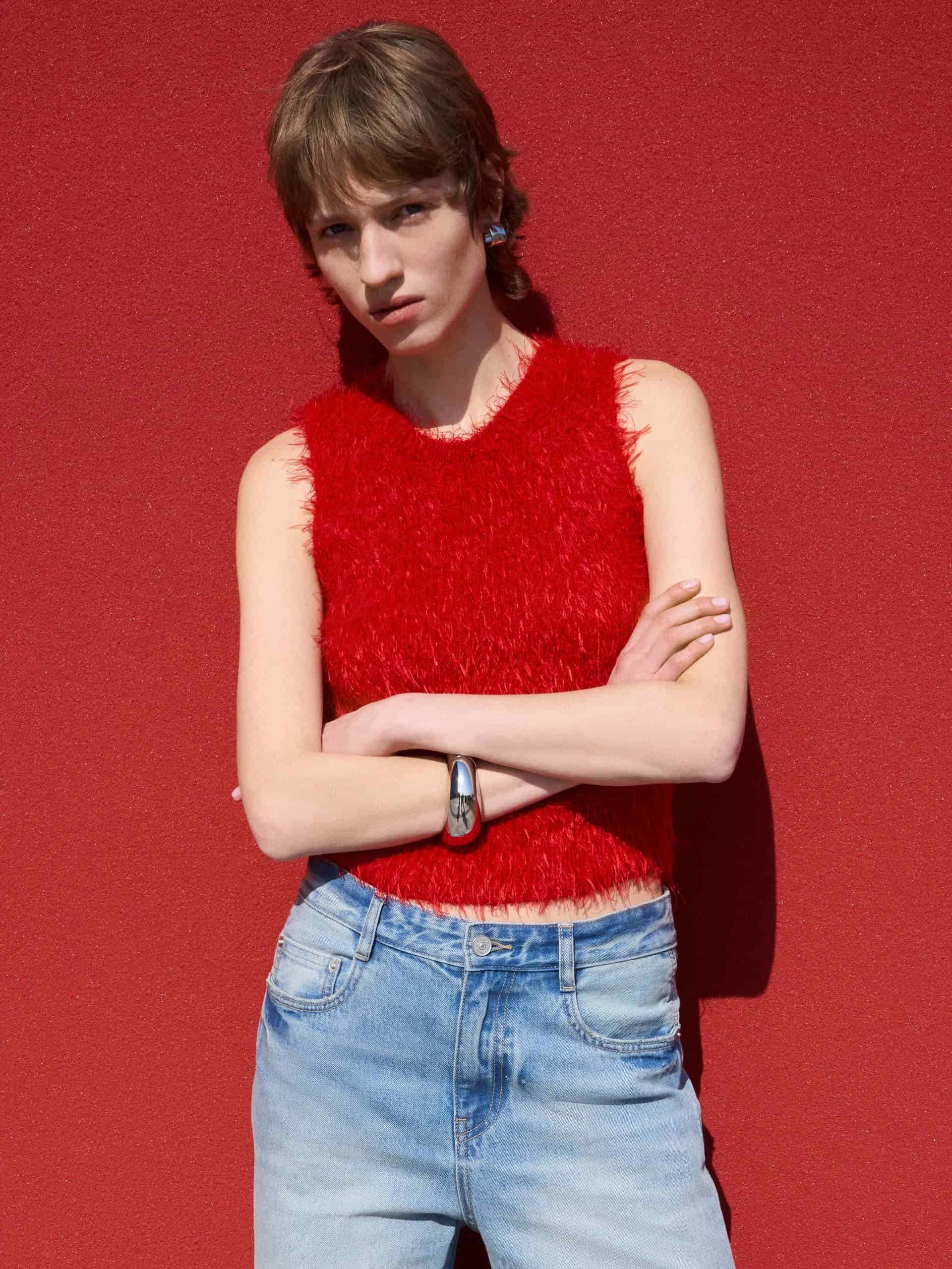 Abrasion Resistant Yarn Cropped Fuzzy Knit Tank
