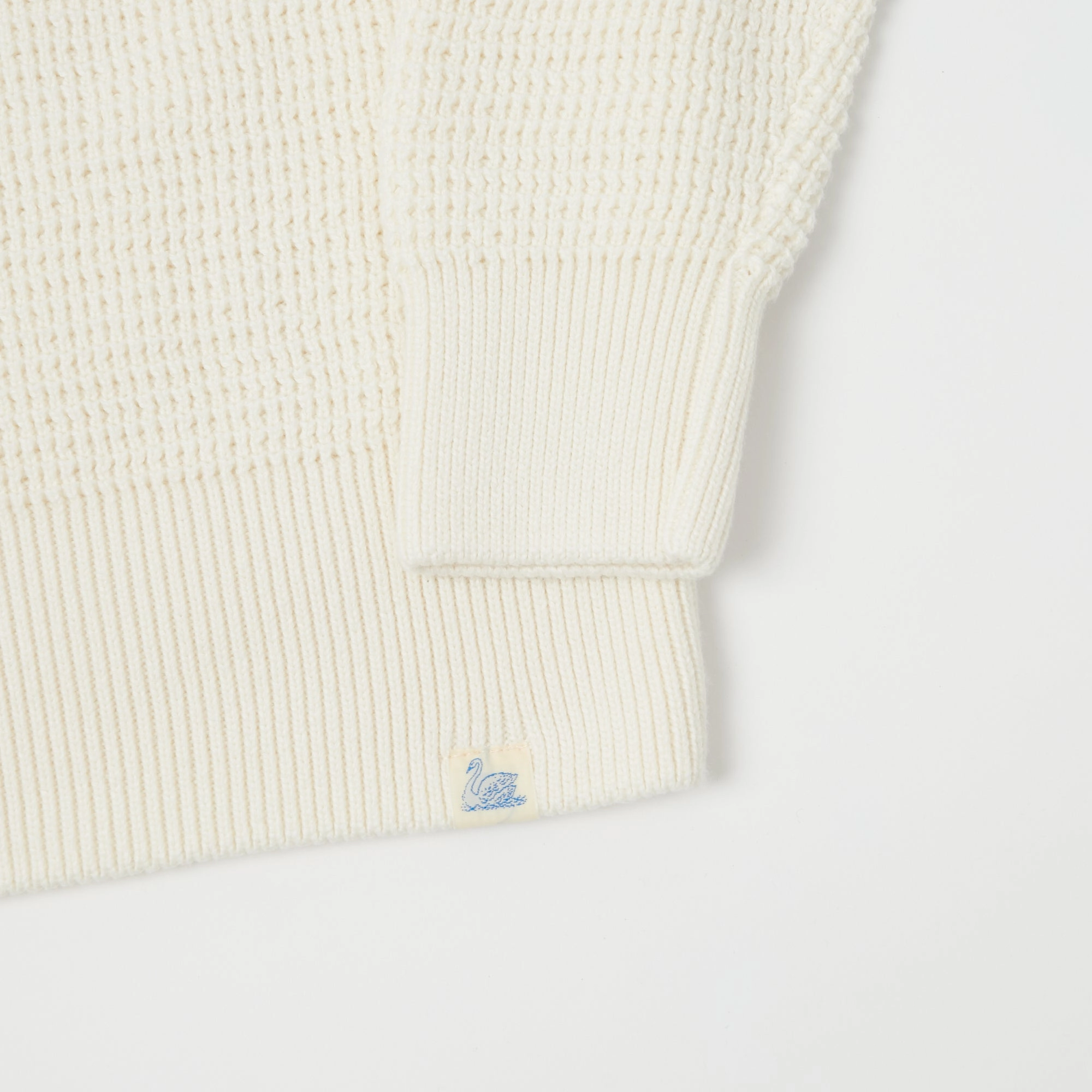 Quick Layer Reinforced Hemline Merz b. Schwanen 'Good Basics' Waffle Knit Pullover - Nature