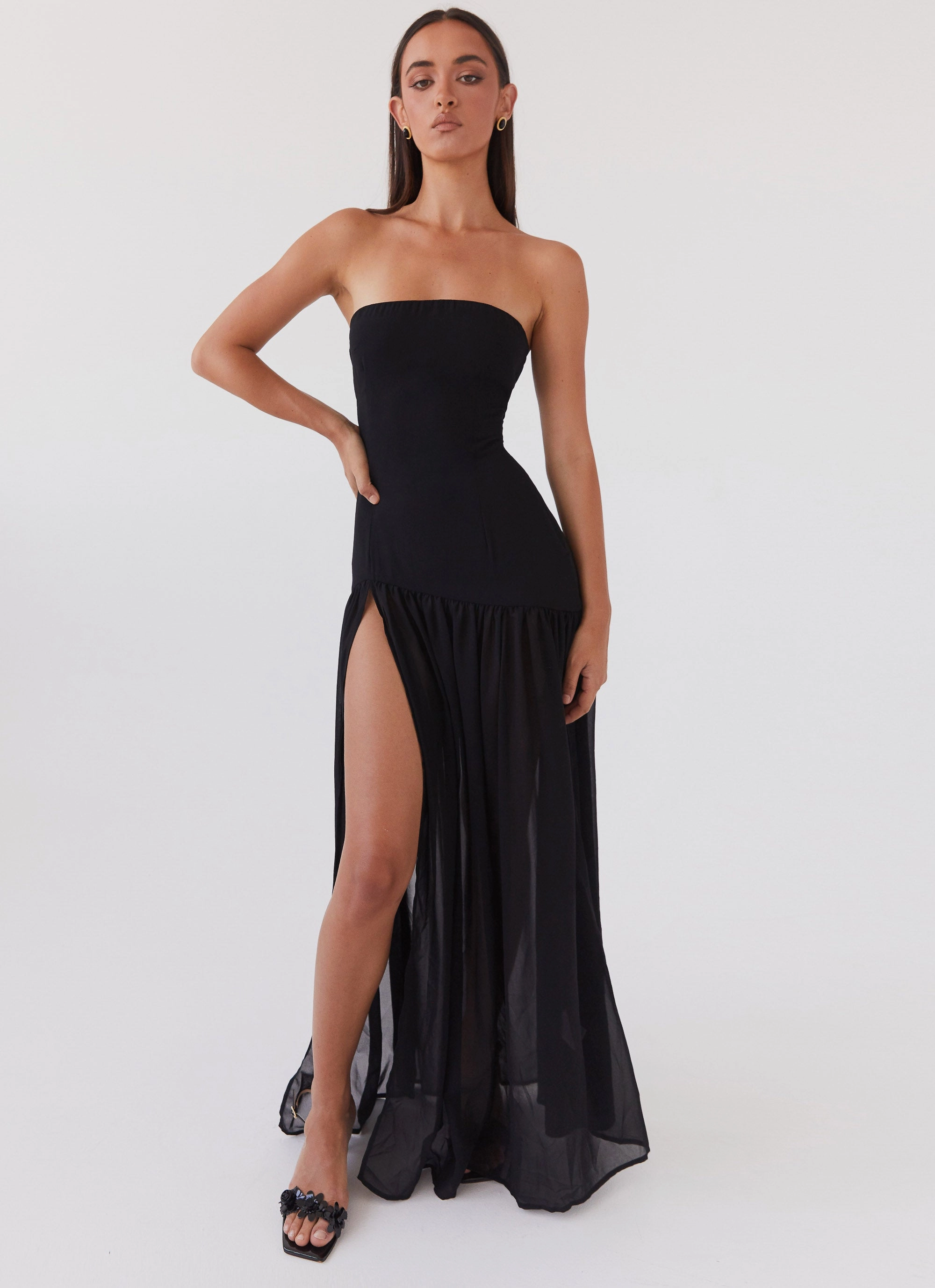 Eden Strapless Maxi Dress - Black Light and Breezy Tailored Elegance