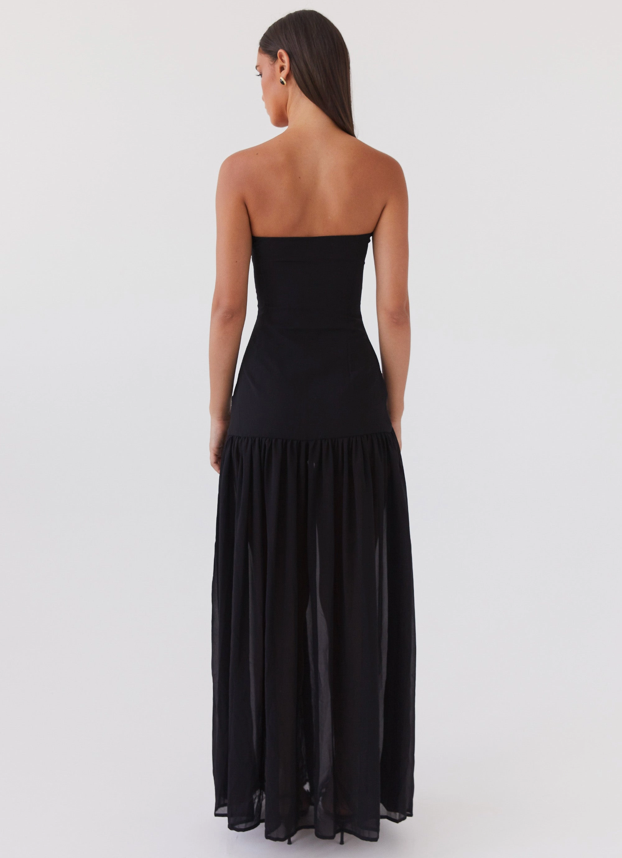 Fitted Design Minimalist Style Eden Strapless Maxi Dress - Black