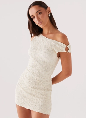 Farah Off Shoulder Mini Dress - White Sophisticated Tailoring Whimsical Mood