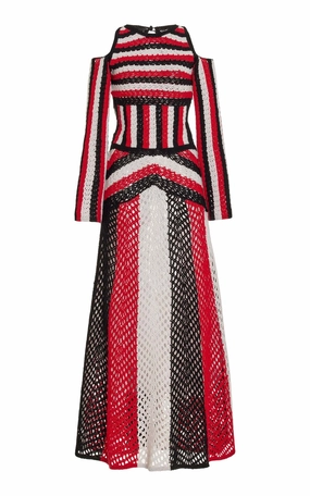 Carr Macrame Dress in Red Multi Wool Outer Comfort Neutral Tones