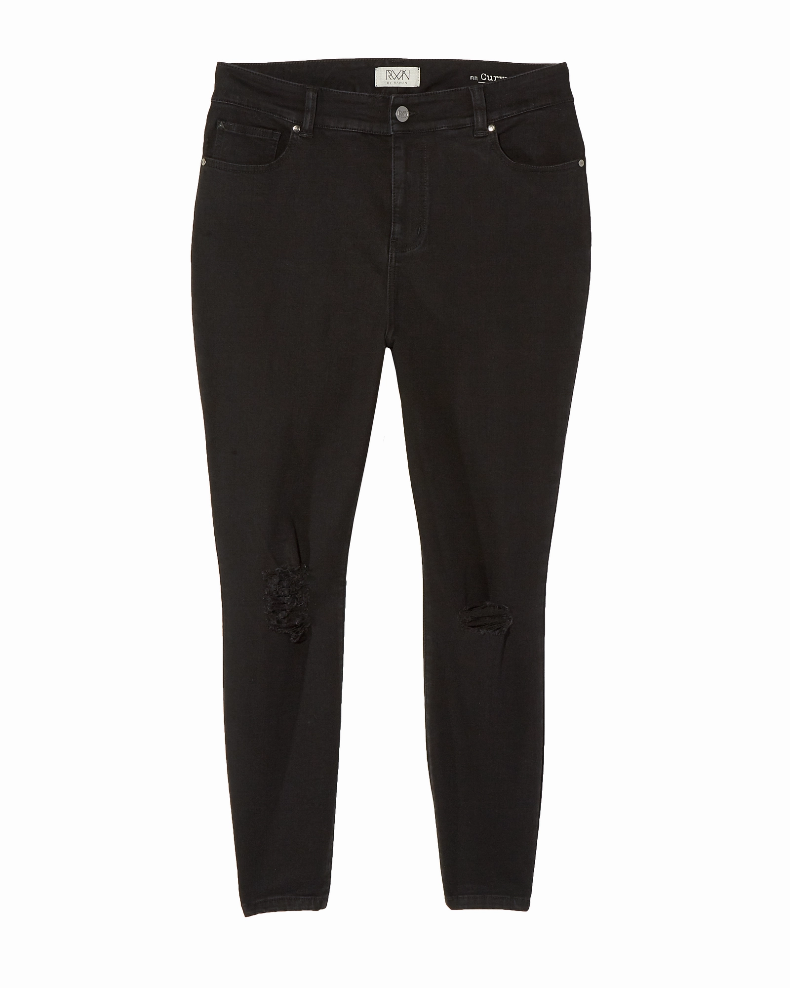 Baxter High Rise Destructed Ankle Skinny | Black Relaxed Fit Waist