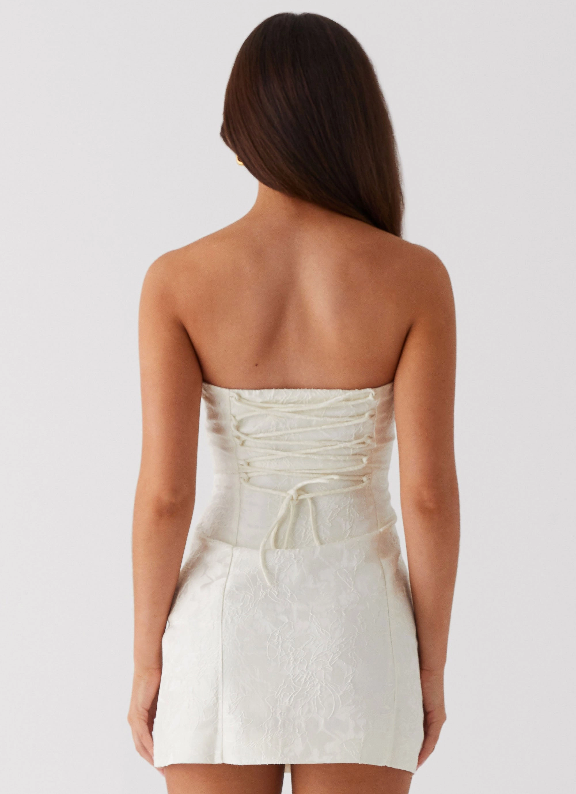 Sleeveless Wide Swing Eternity Strapless Mini Dress - Ivory