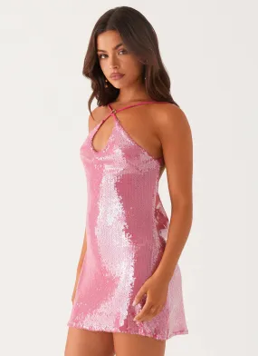 Inner Glow All-season garment Radiant Energy Cowl Back Mini Dress - Fuchsia