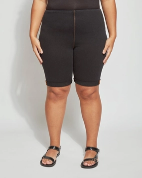 Macey Pull On Boyfriend Short | Midtown Black Soft Texture