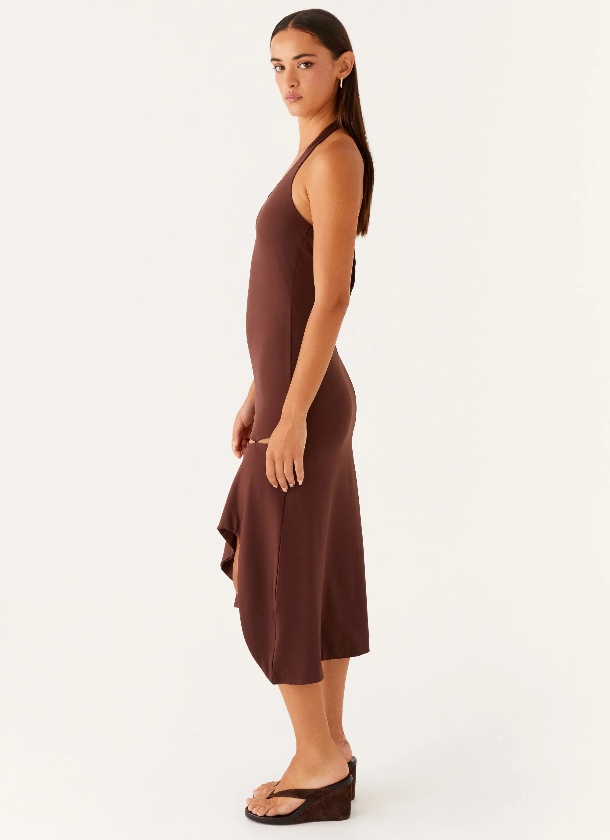 Fast Times Midi Dress - Chocolate Modern Lines