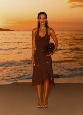 Fast Times Midi Dress - Chocolate Photo Bright