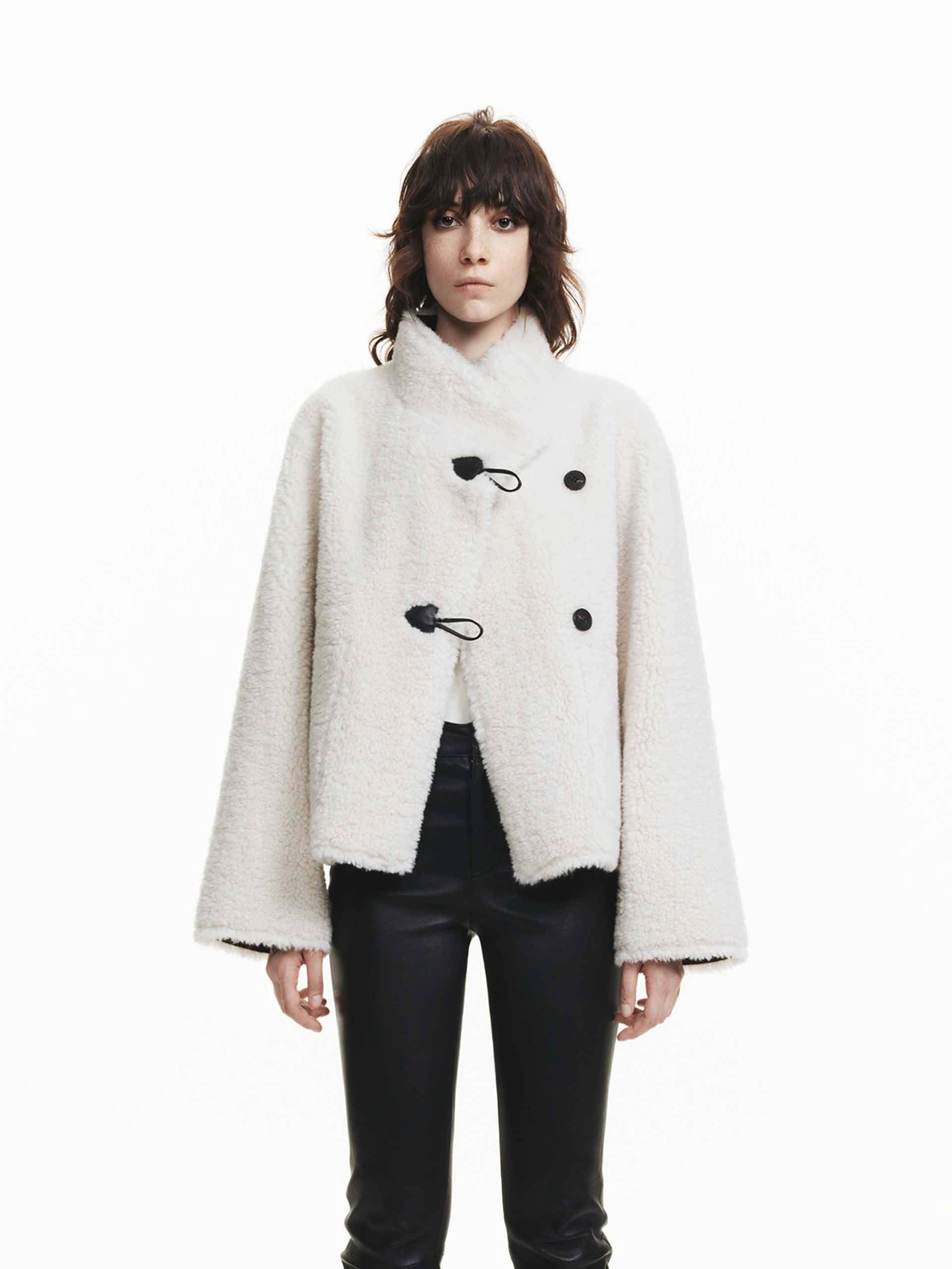 Faux Shearling Coat Hidden Pocket System Tear Resistant Knit