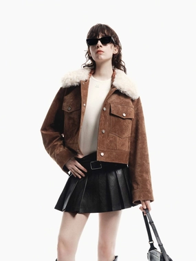 Faux Suede Cropped Jacket Market Diploma