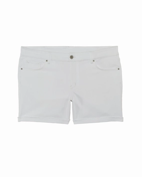 Naomi Fray Cuffed Short | White Premium Fit Nature Lover Gym Ready Music Event