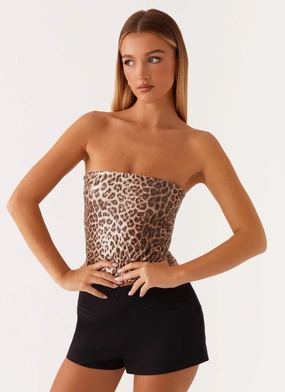Grip Waistband Minimalist Style Feeling Fierce Sequin Tube Top - Leopard Sequin