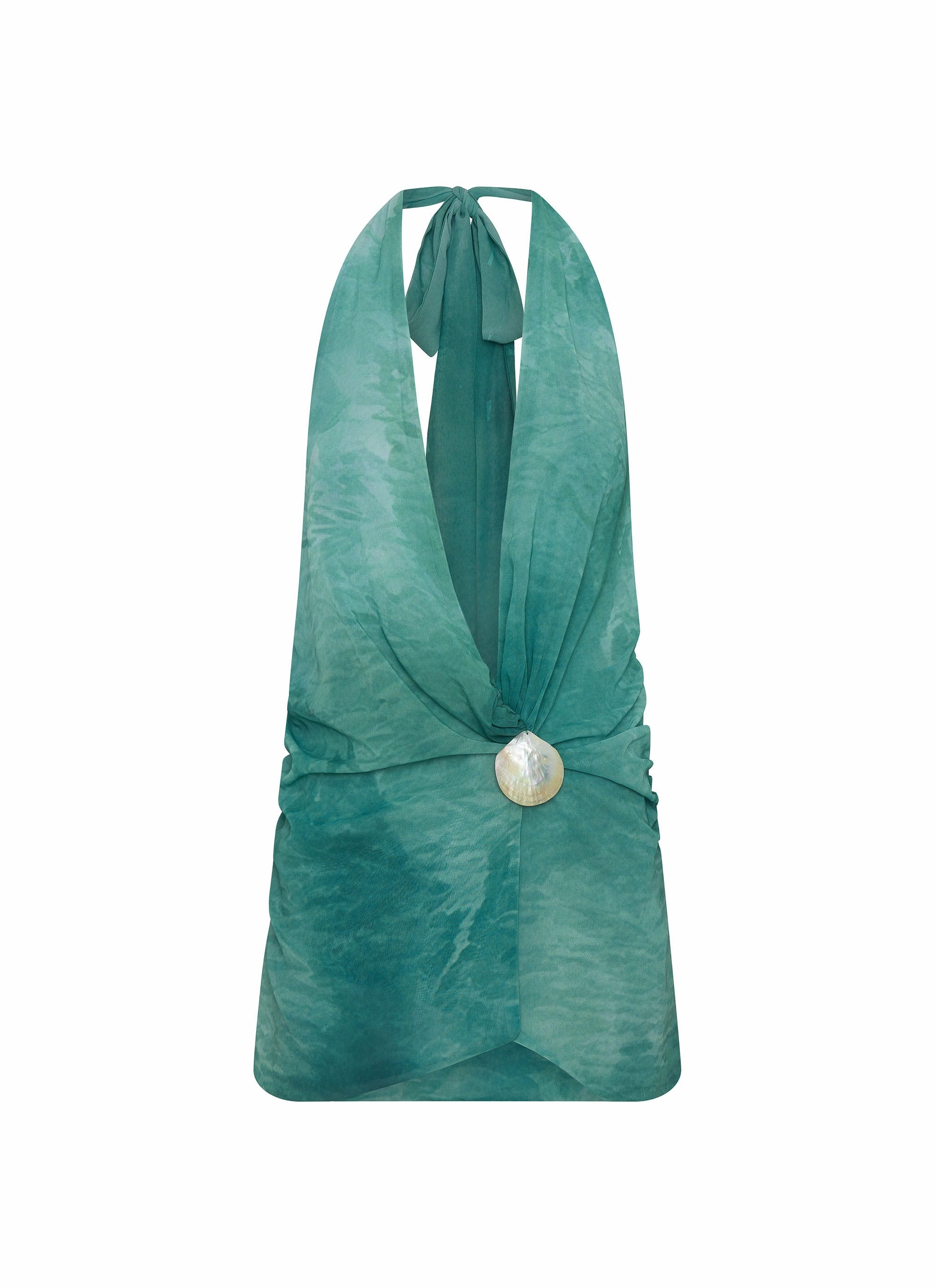 Soft Appearance Eleanora Plunge Scarf Mini Dress - Green Tie Dye