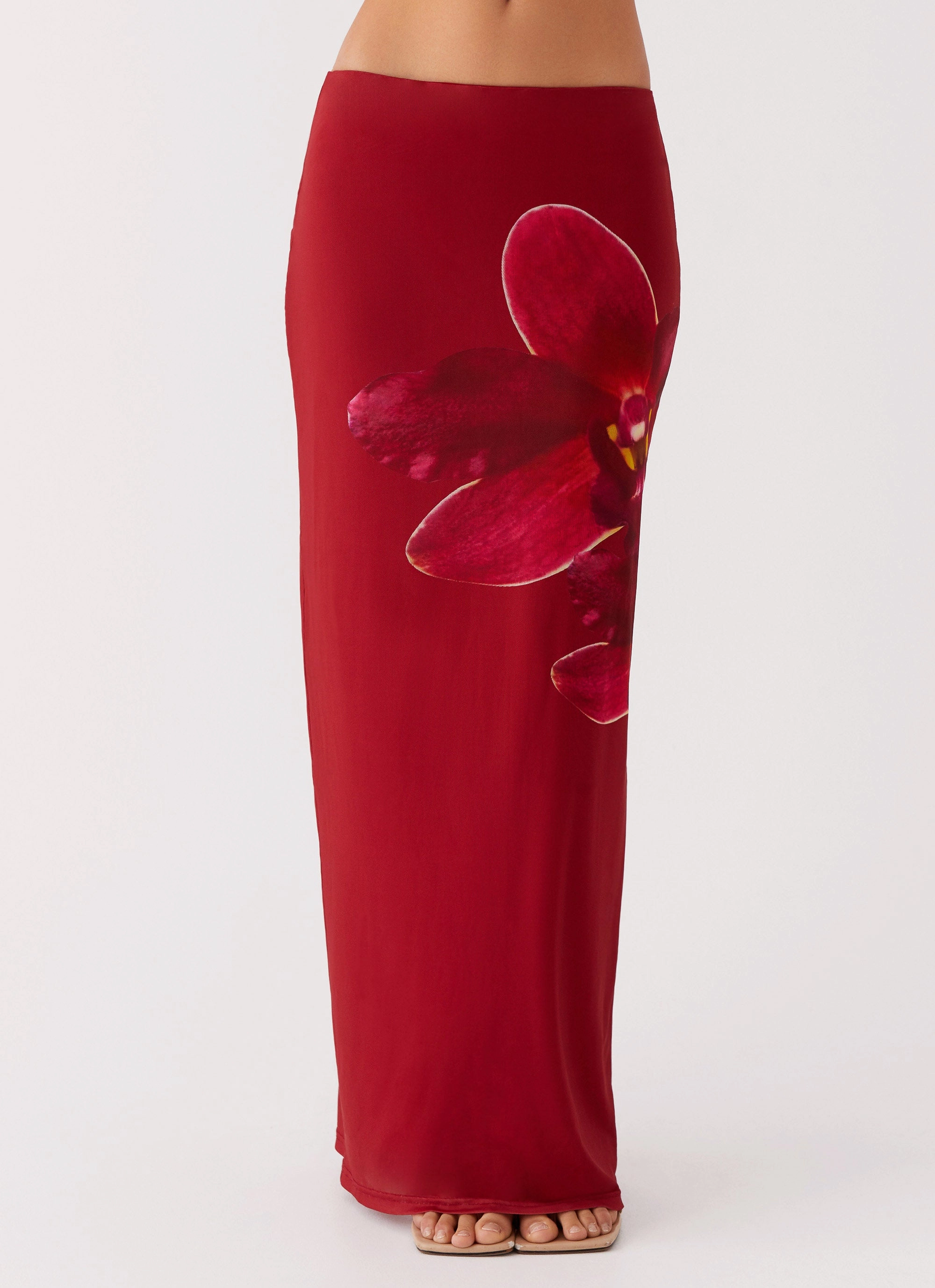 Performance Fashion Waiting For Dawn Mesh Maxi Skirt - Rosa