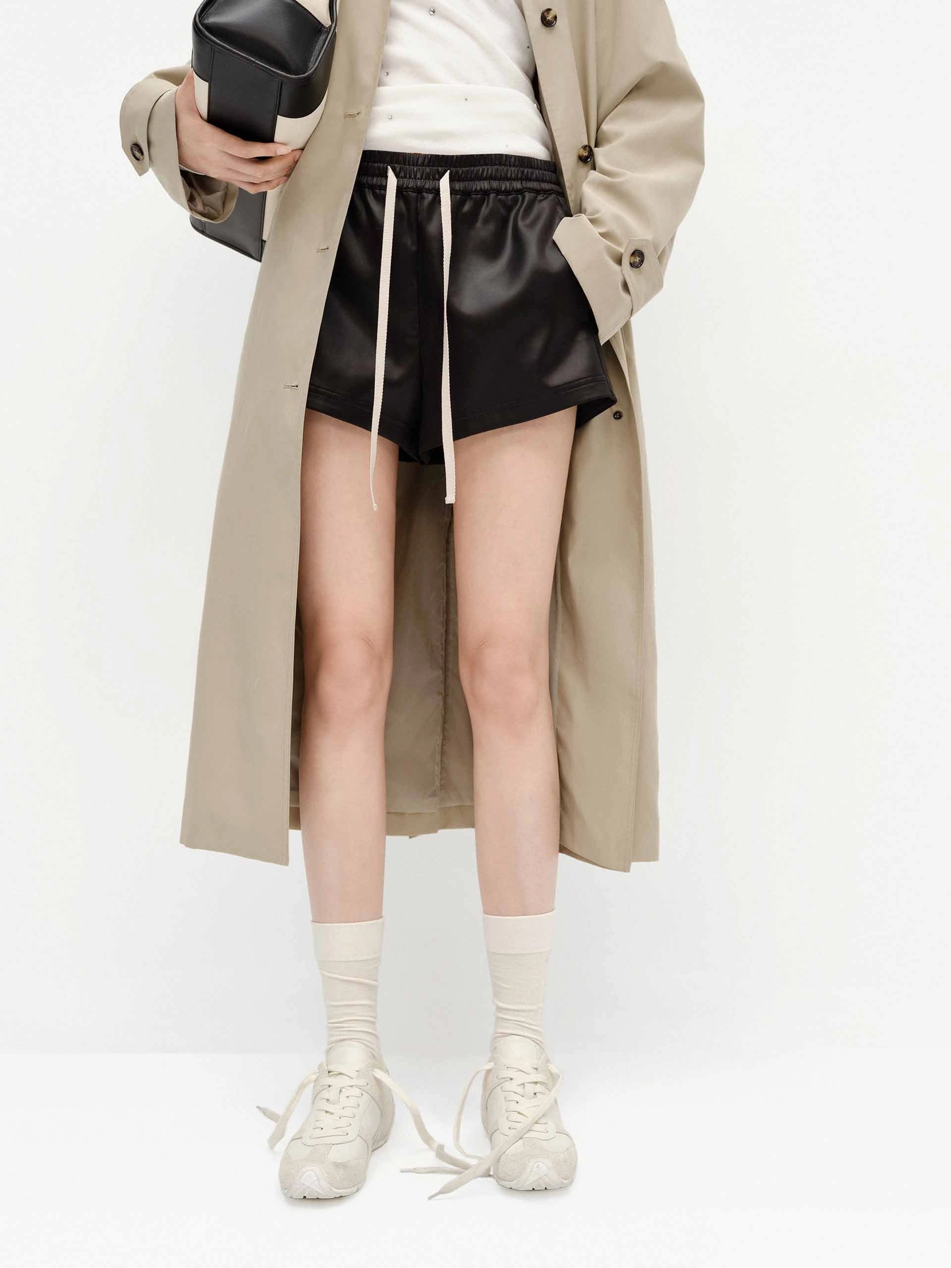 Drawstring Waist Mini Shorts AntiStaticCoating