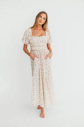 Finley 100% Cotton Peplum Midi Dress in Petal Pink - Bump & Nursing Friendly Sleek Waistband