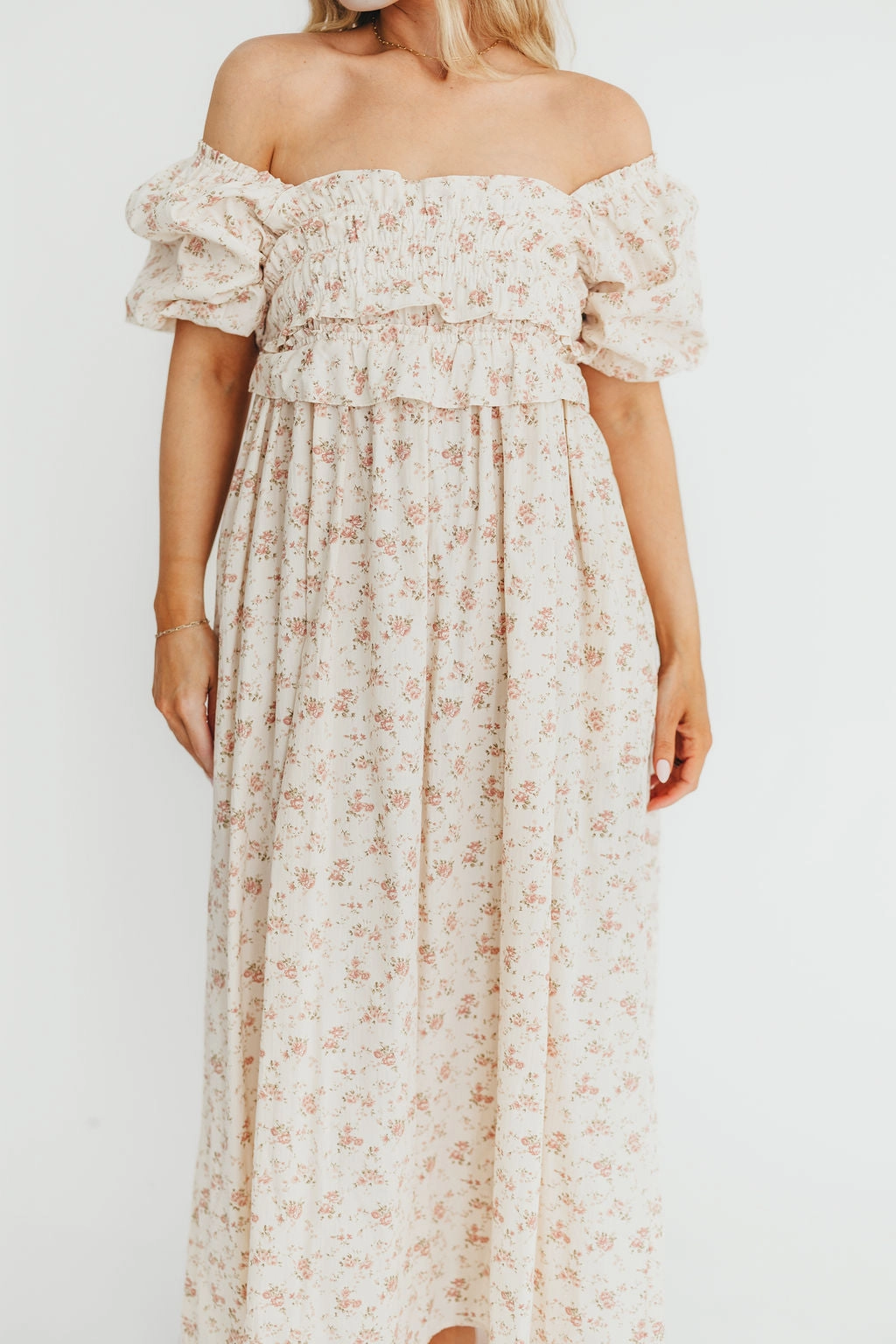 Bare Glow Finley 100% Cotton Peplum Midi Dress in Petal Pink - Bump & Nursing Friendly