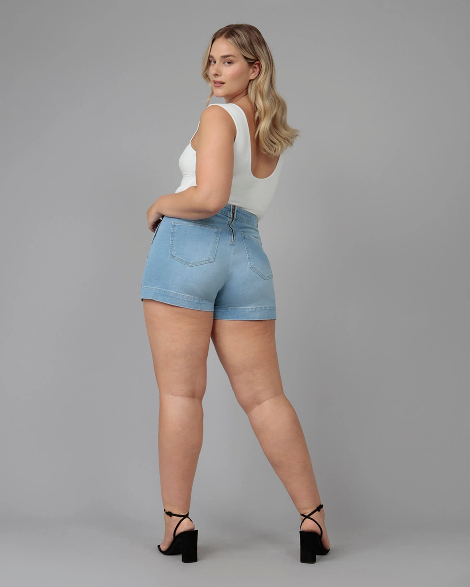 Women's LIANA-CS High Rise Shorts | Clear Sky Couple Look Work Ready Travel Light