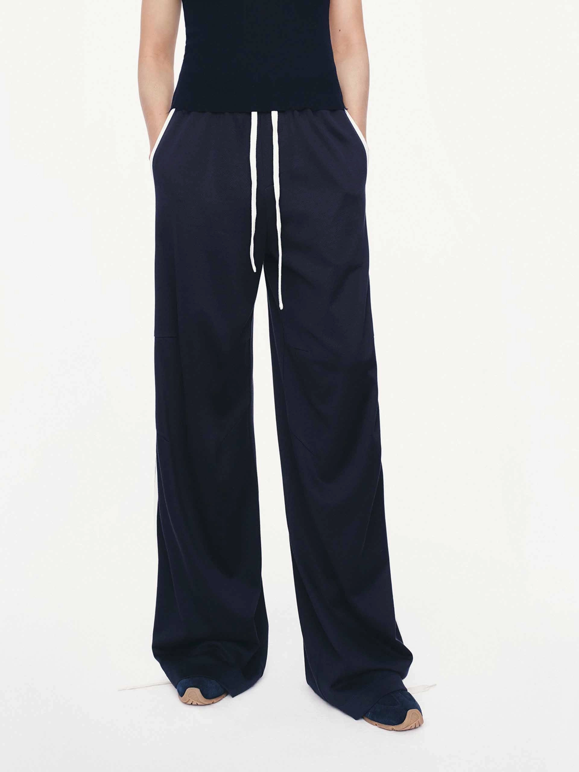 Rugged Comfort City Wear Contrast Trim Drawstring Trousers