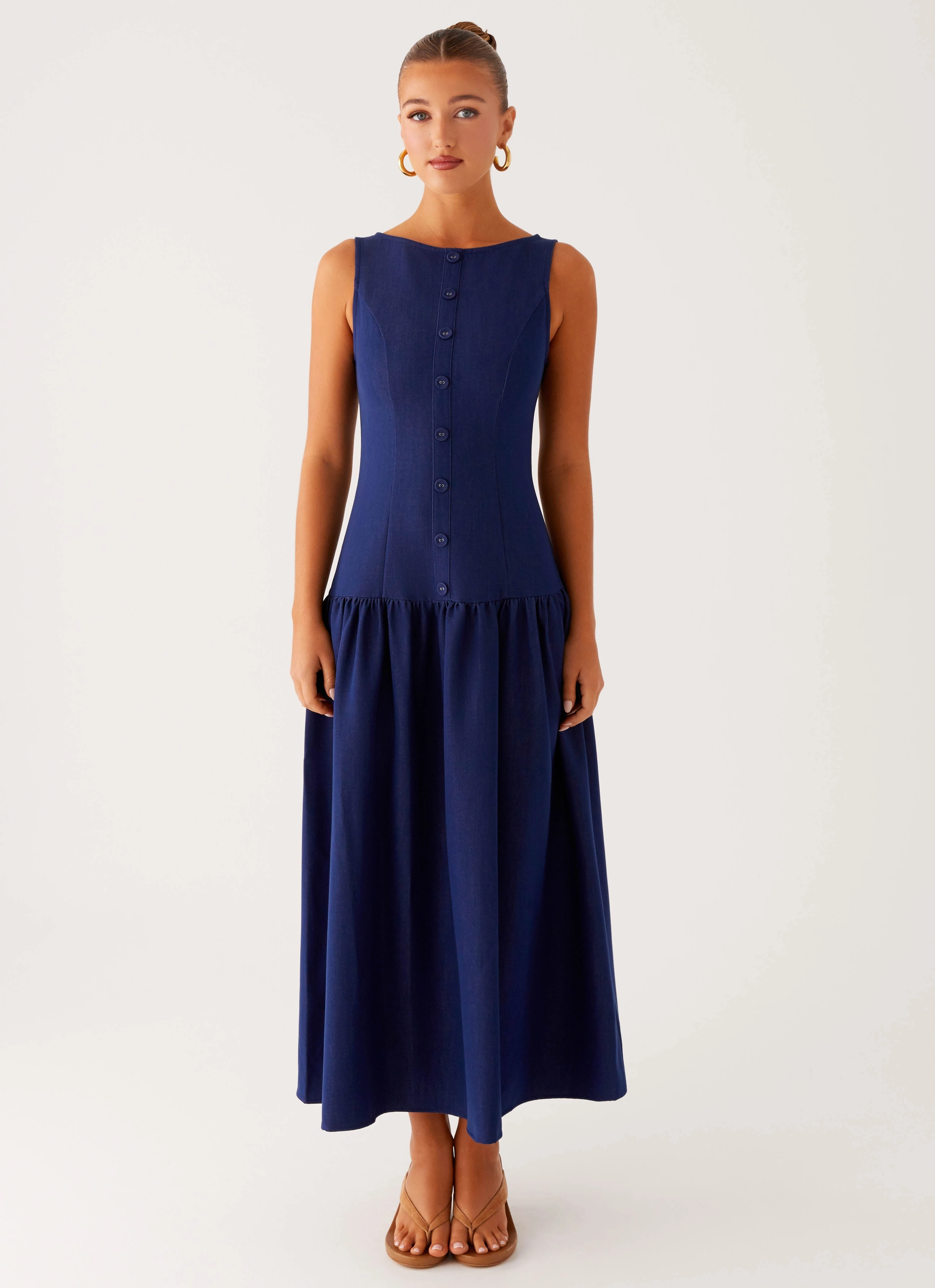 Feminine empire waist dress Hayes Denim Midi Dress - Indigo