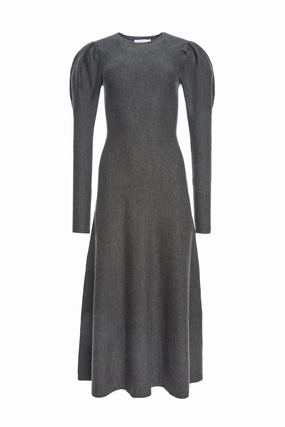 Lounge Vibe Soft touch finish Hannah Knit Maxi Dress in Charcoal Melange Merino Wool Cashmere