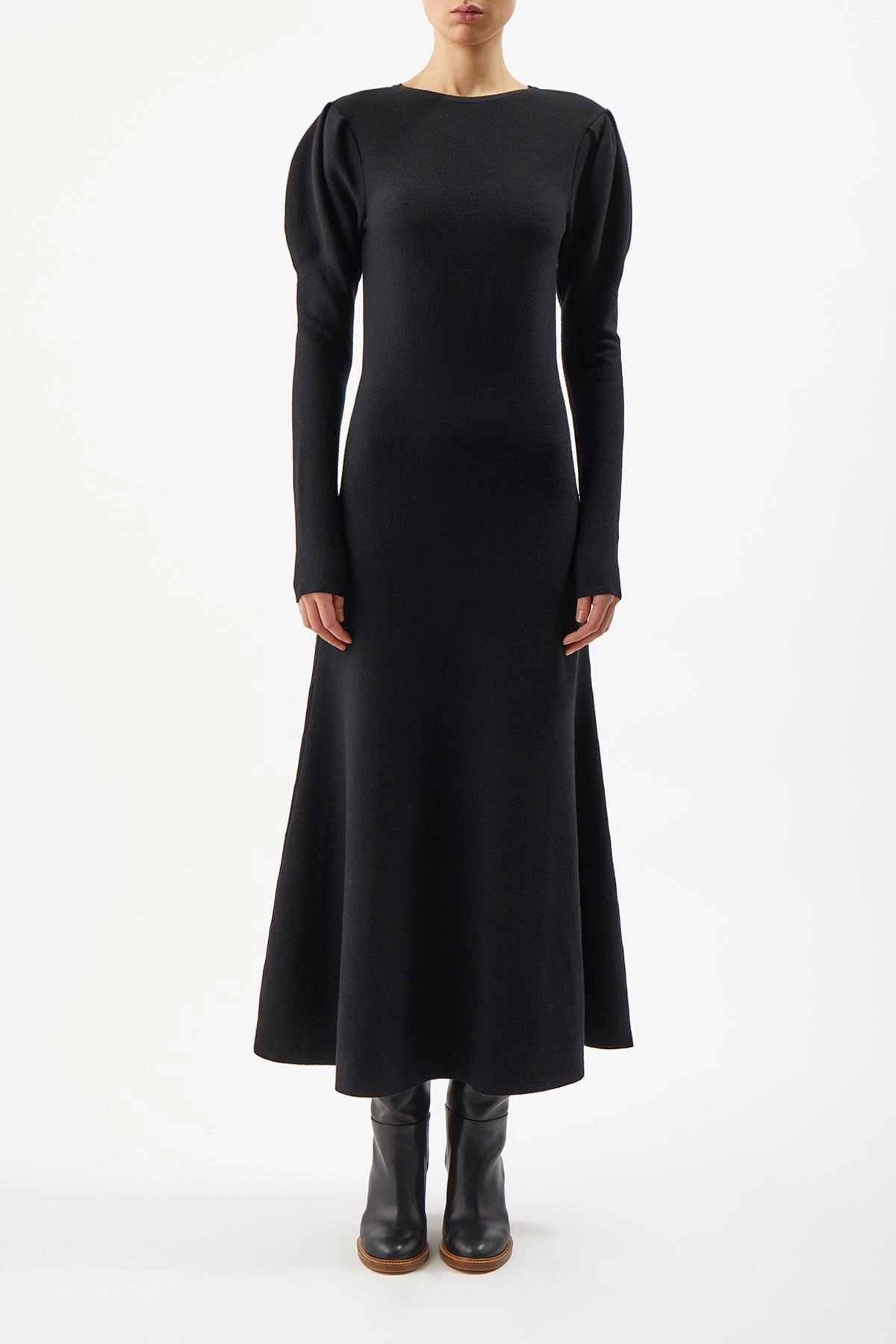 Hannah Knit Maxi Dress in Black Merino Wool Cashmere VeganFriendly Material Cold Warmth