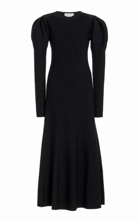 Casual Draping Hannah Knit Maxi Dress in Black Merino Wool Cashmere