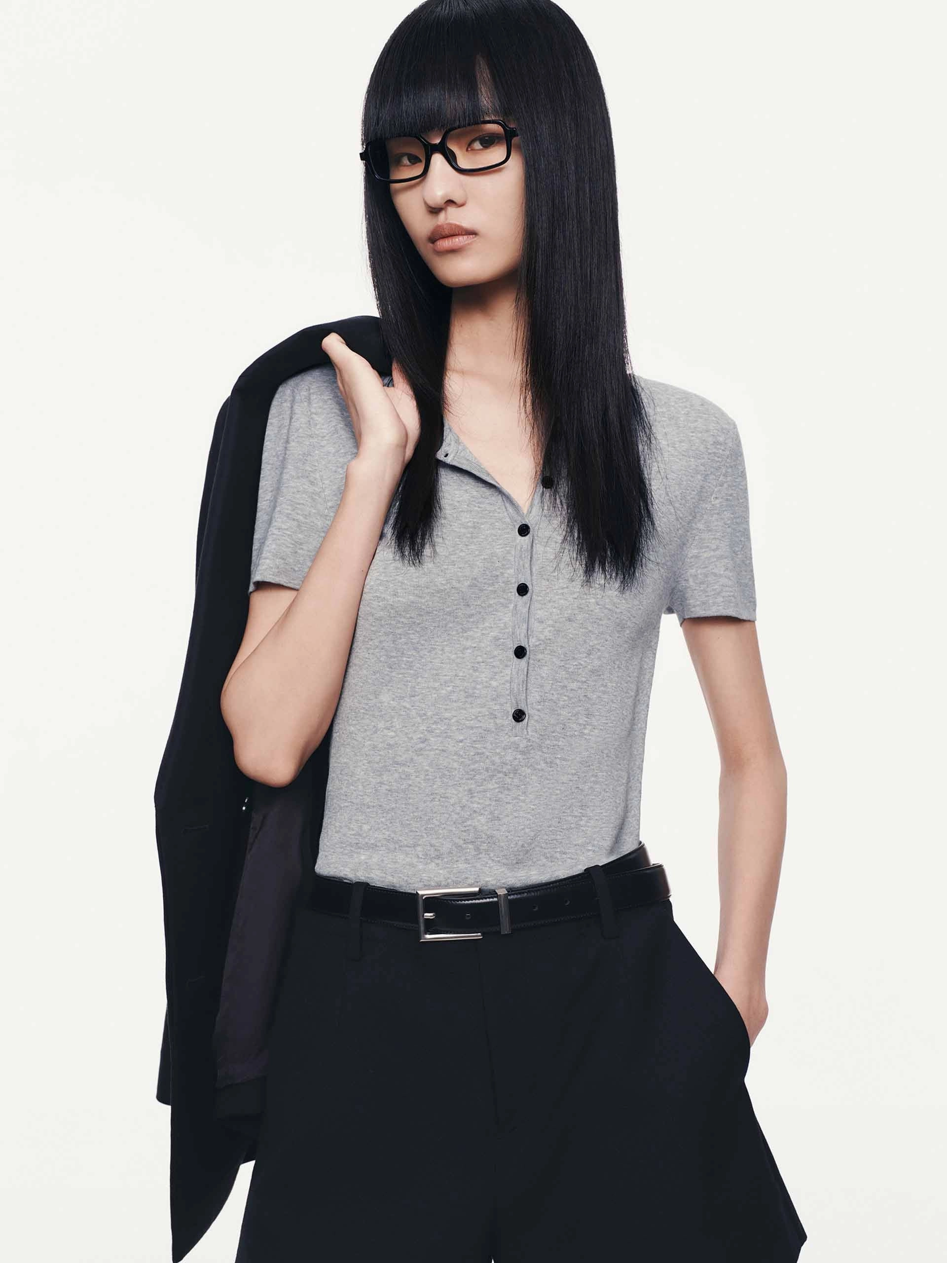 Morning Chill Fitted Half Button Top