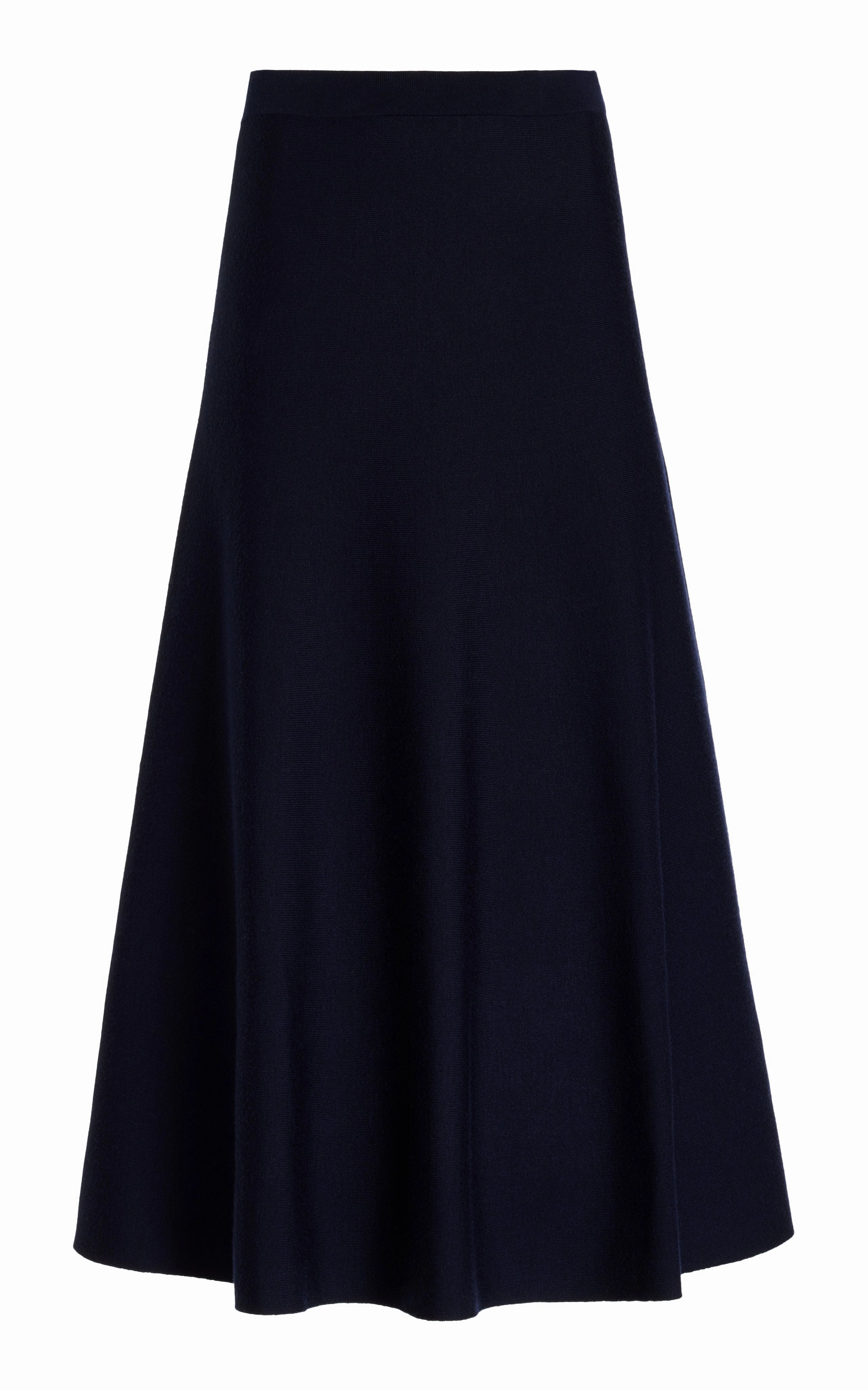 Freddie Knit Midi Skirt in Dark Navy Merino Wool Cashmere Daily Comforted