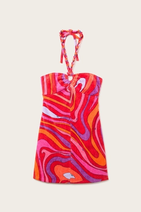 Calm Outfit Embroidered Marmo Print Mini Dress