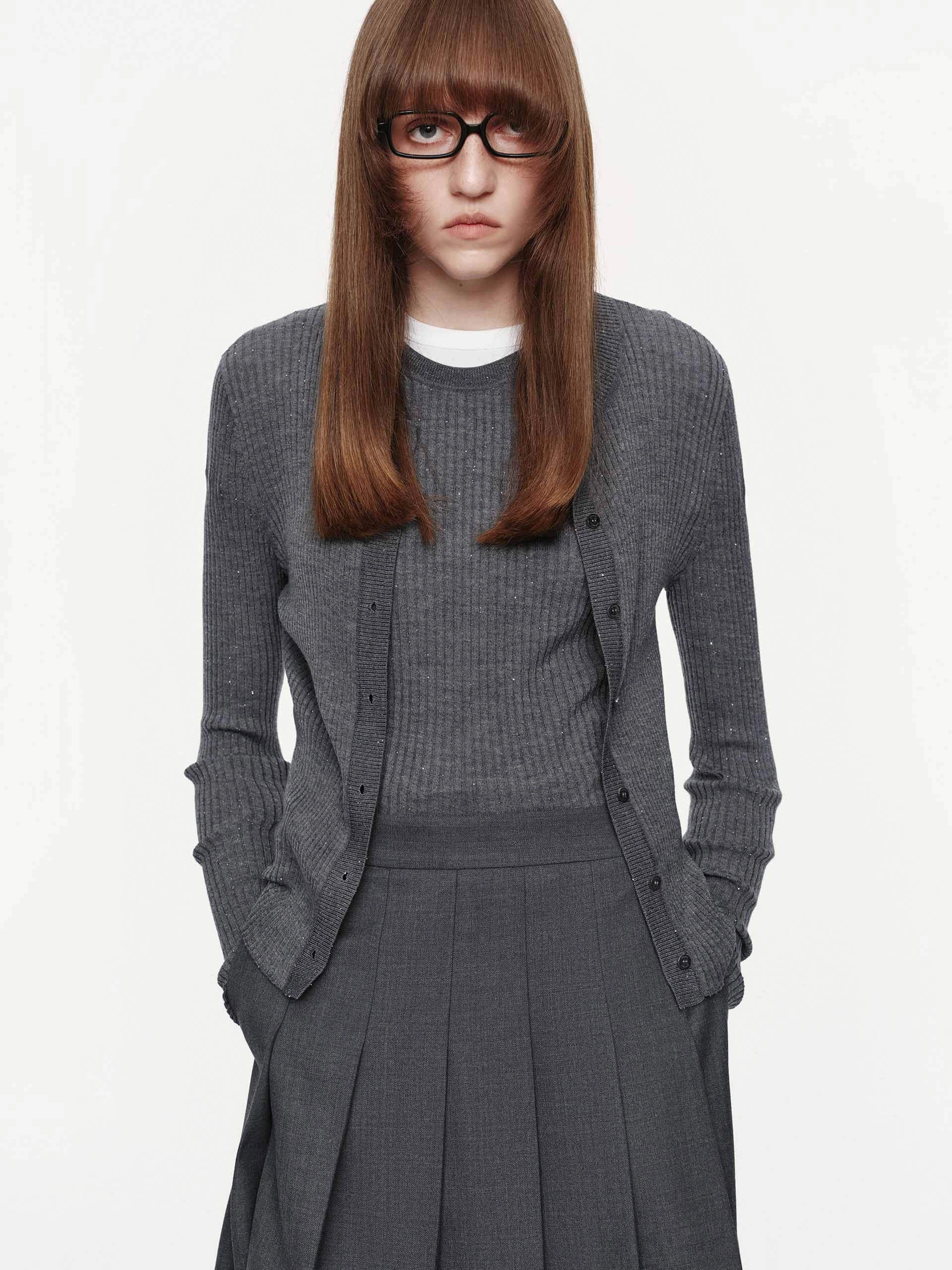 Fitted Wool Blend Cardigan Work Day All-Day Use