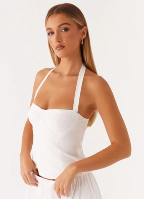 Cheryl Bustier Halter Top - White Network - connected Quick Release Moisture Control