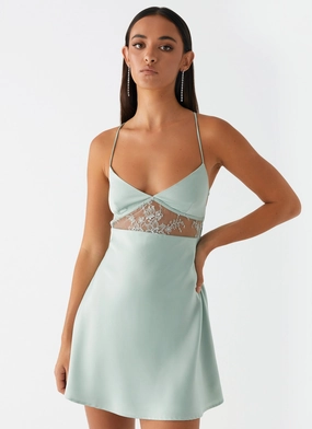 Korren Lace Mini Dress - Sage Smart Waist Design Flattering Waistband