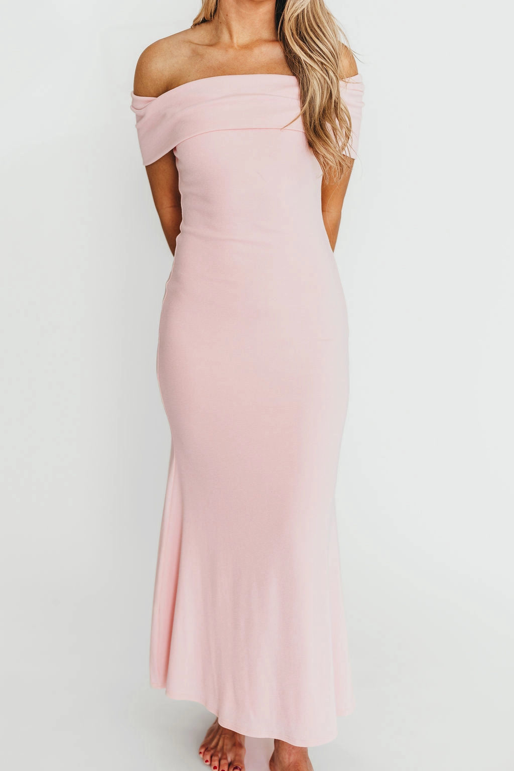 Monroe Maxi Dress in Dusty Pink - Bump Friendly Embroidered-Detail Classic Move