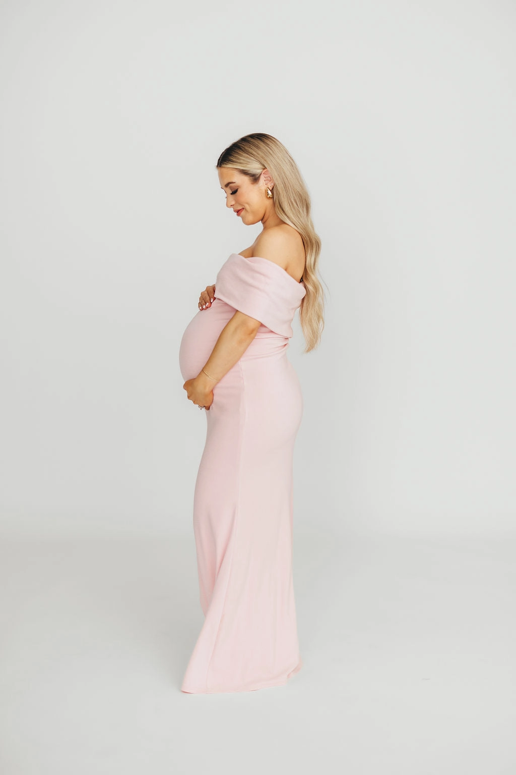 Monroe Maxi Dress in Dusty Pink - Bump Friendly Clean Drape