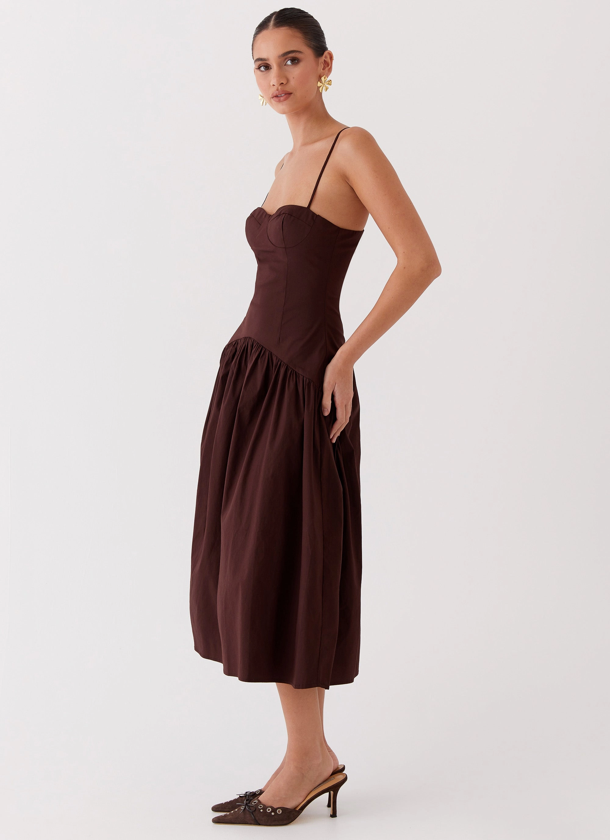 Yvette Corset Midi Dress - Chocolate Relaxed fit wear