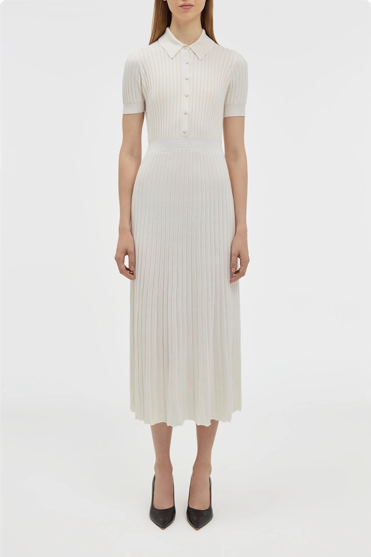 Quick Dressing Amor Knit Midi Dress in Ivory Cashmere Silk
