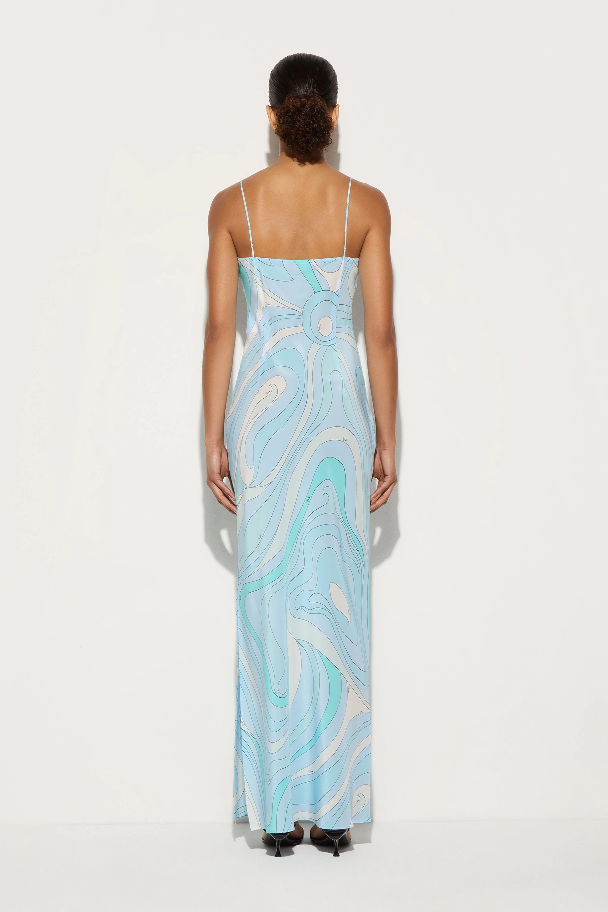 Contemporary Wear Marmo Print Silk Dress