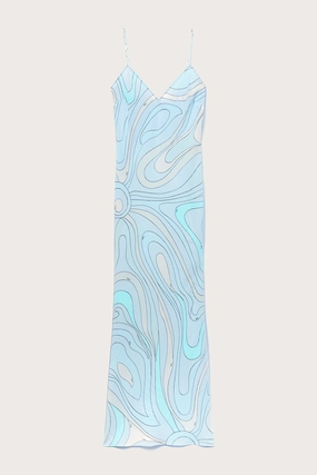 Marmo Print Silk Dress Edgy-Look Side-Pocket