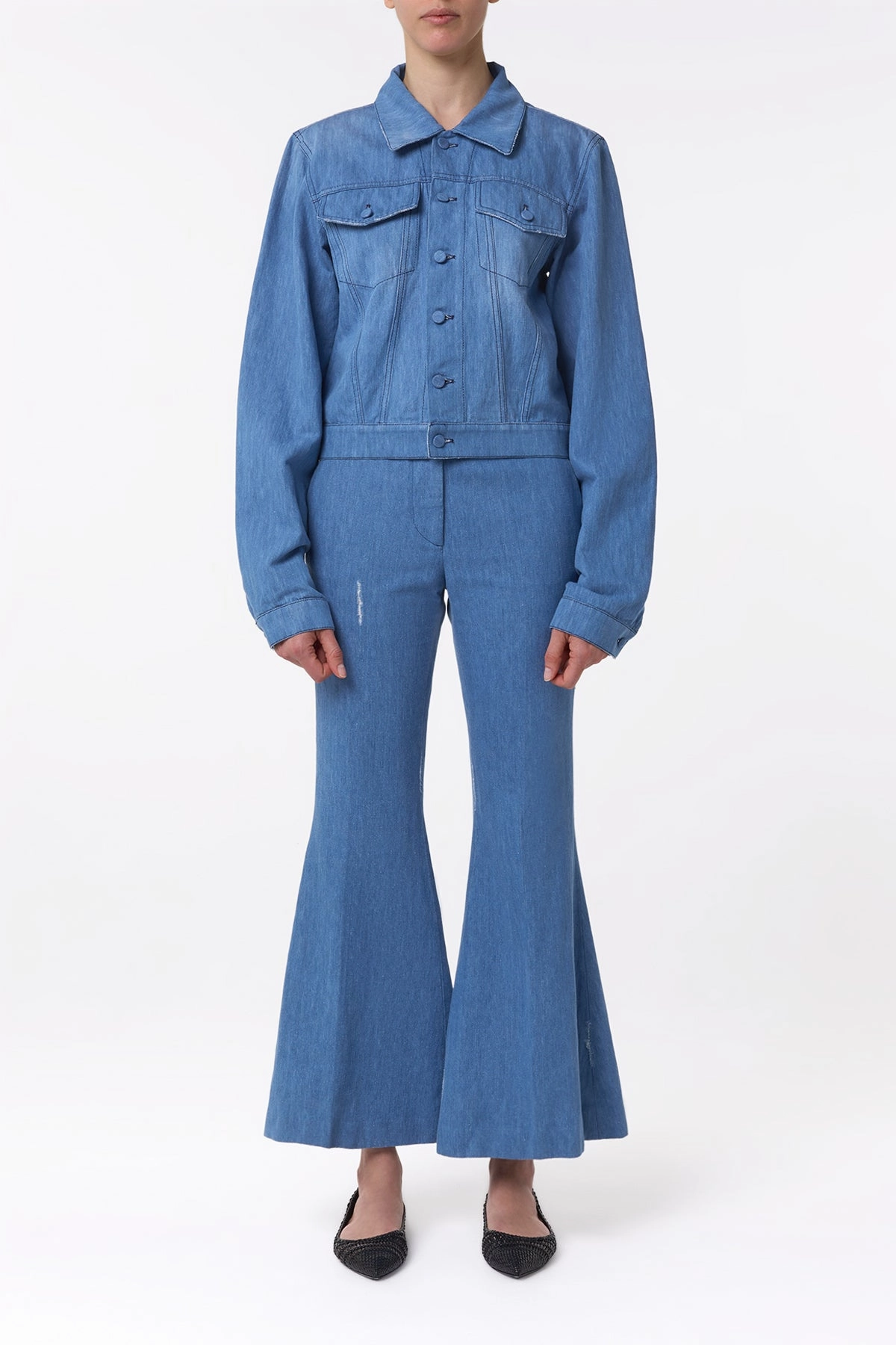 Roland Jacket in Light Blue Recycled Cotton Linen Denim Classic Casual Look Flexible Layer System