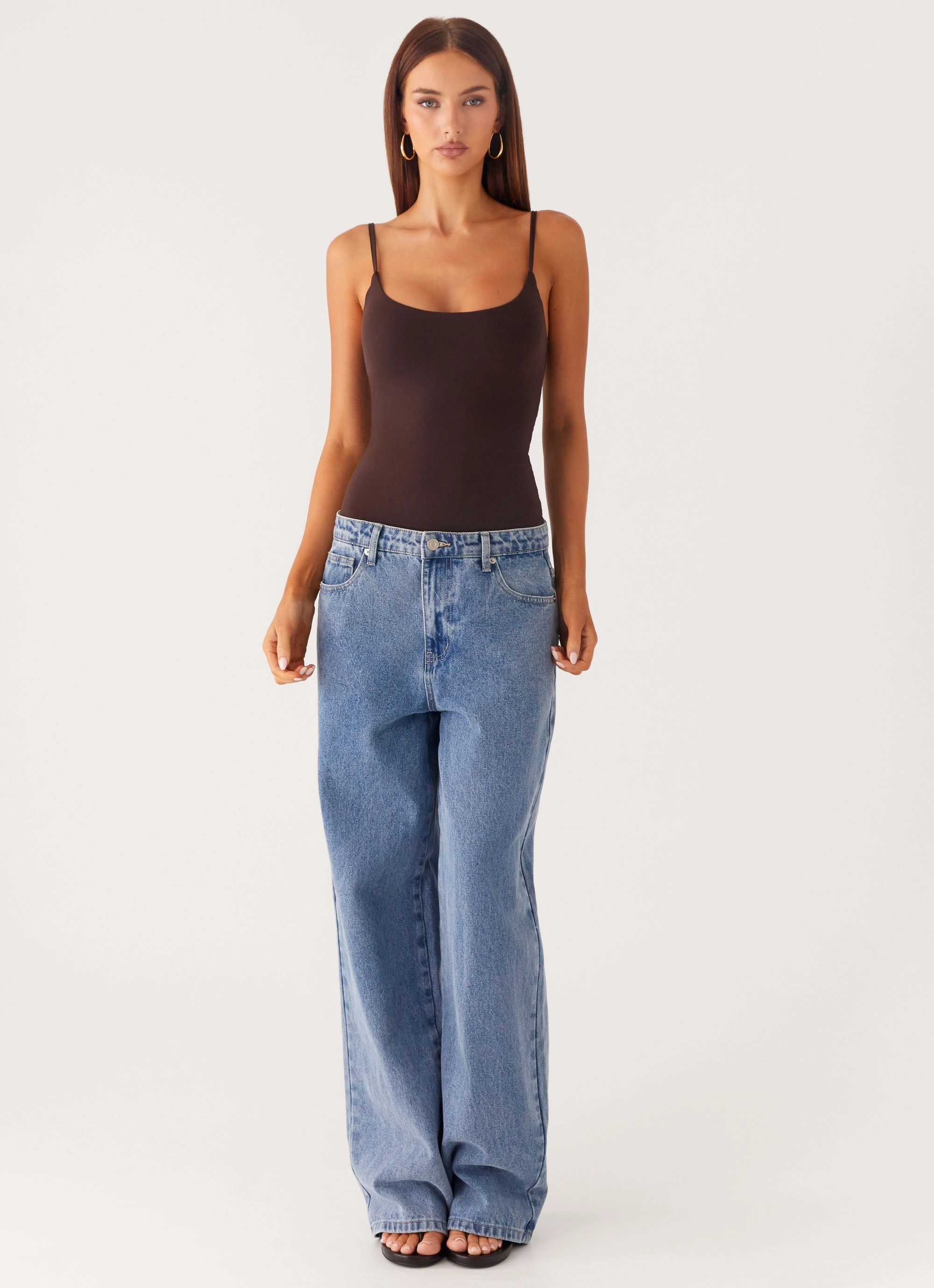 Blondie Tank Top - Chocolate Snap fastener Noise Free Fabric