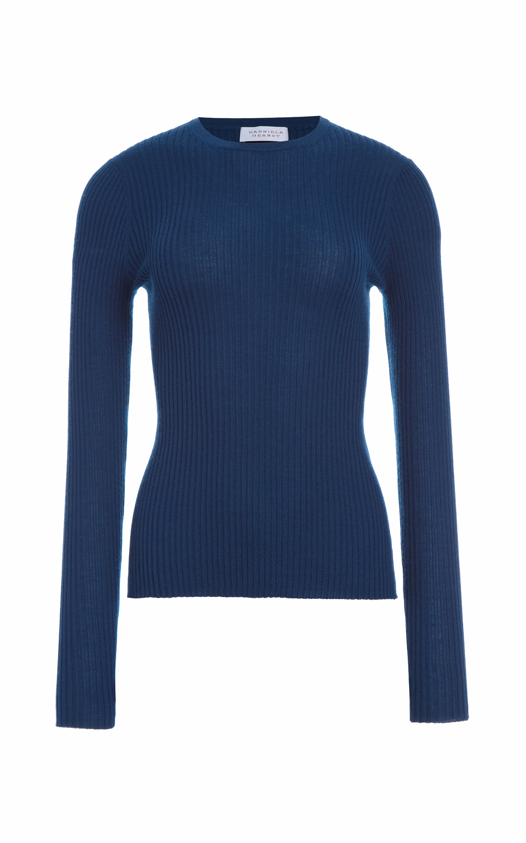 Drop Shoulder Browning Knit Sweater in Washed Denim Cashmere Silk