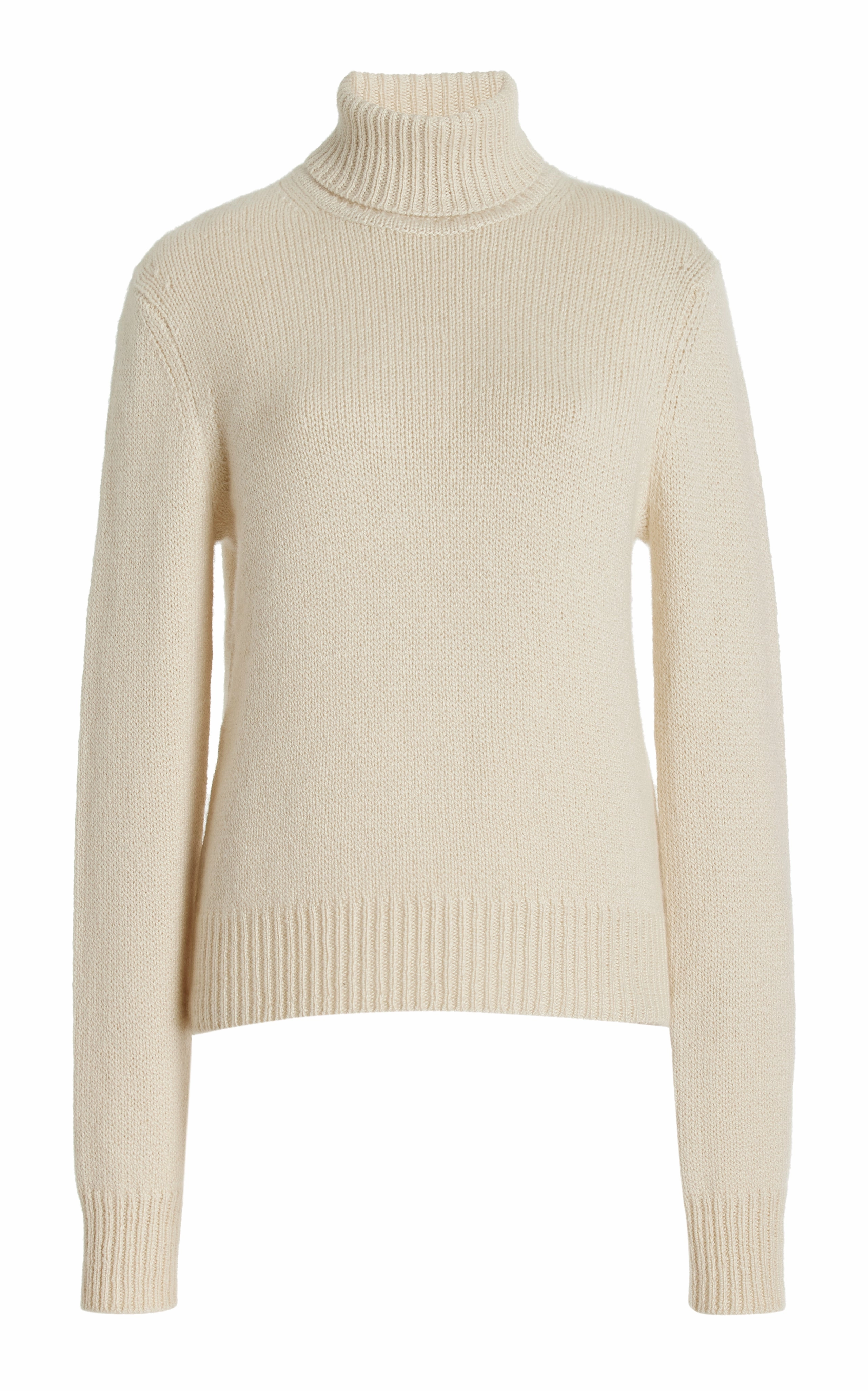 Madden Knit Turtleneck Sweater in Ivory Cashmere Office Comforted Sleek Fit