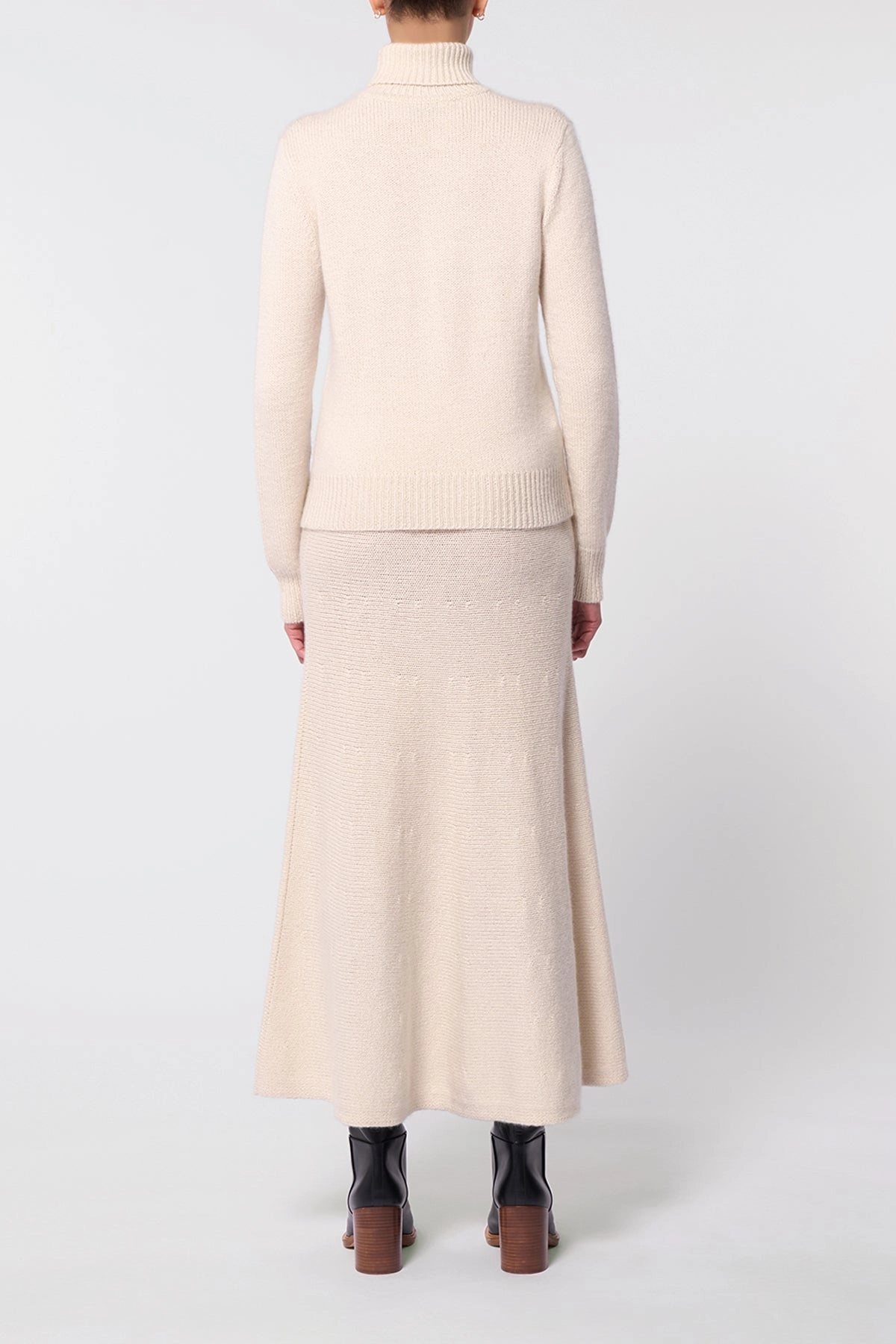 Madden Knit Turtleneck Sweater in Ivory Cashmere Day Layer Minimalist Stitching