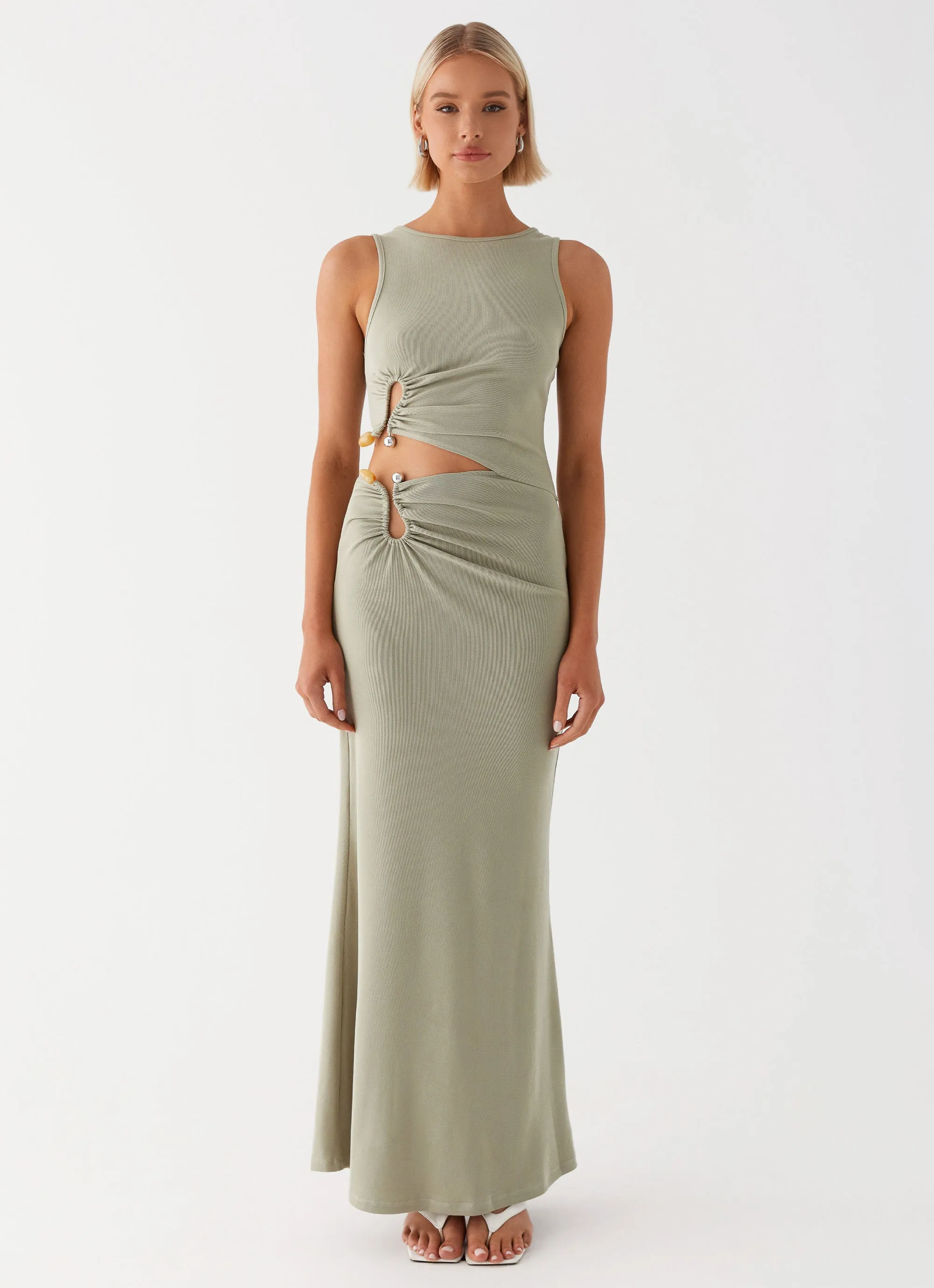 Grass Soft Perfectly Tailored Lennox Maxi Dress - Sage
